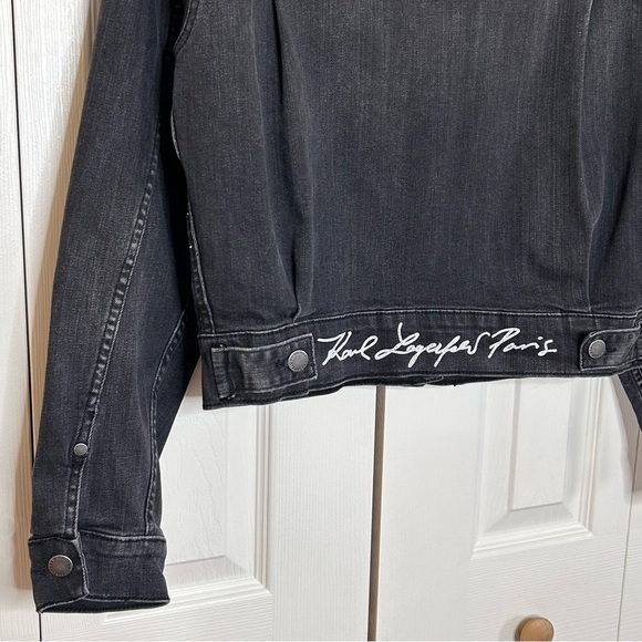 Karl Lagerfeld Black Denim Jacket XS - Picture 10 of 13